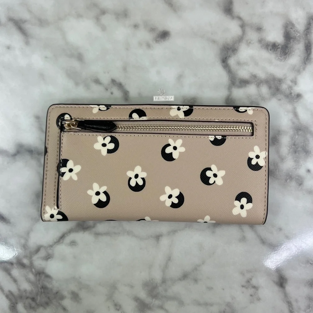 Kate Spade Floral Polka Dot Print Tote & Large Slim Bifold Wallet Neutral Multi - Picture 11 of 13